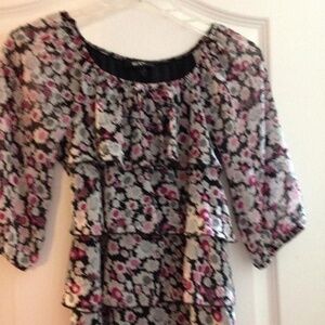 bcx layered floral blouse